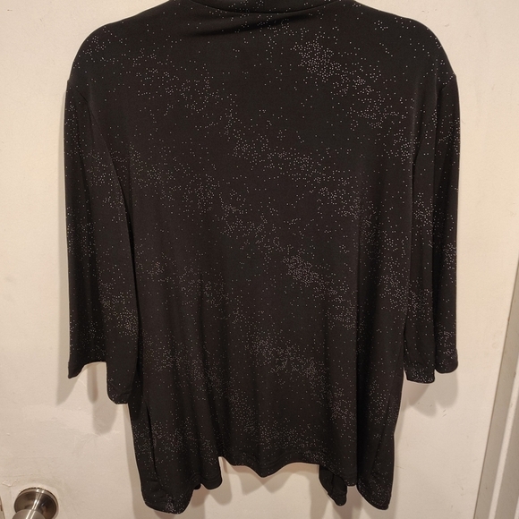 Lake Matley NWT Women's Black Speckled Stretch Knit Open Front Cardigan Sz M - Picture 7 of 7